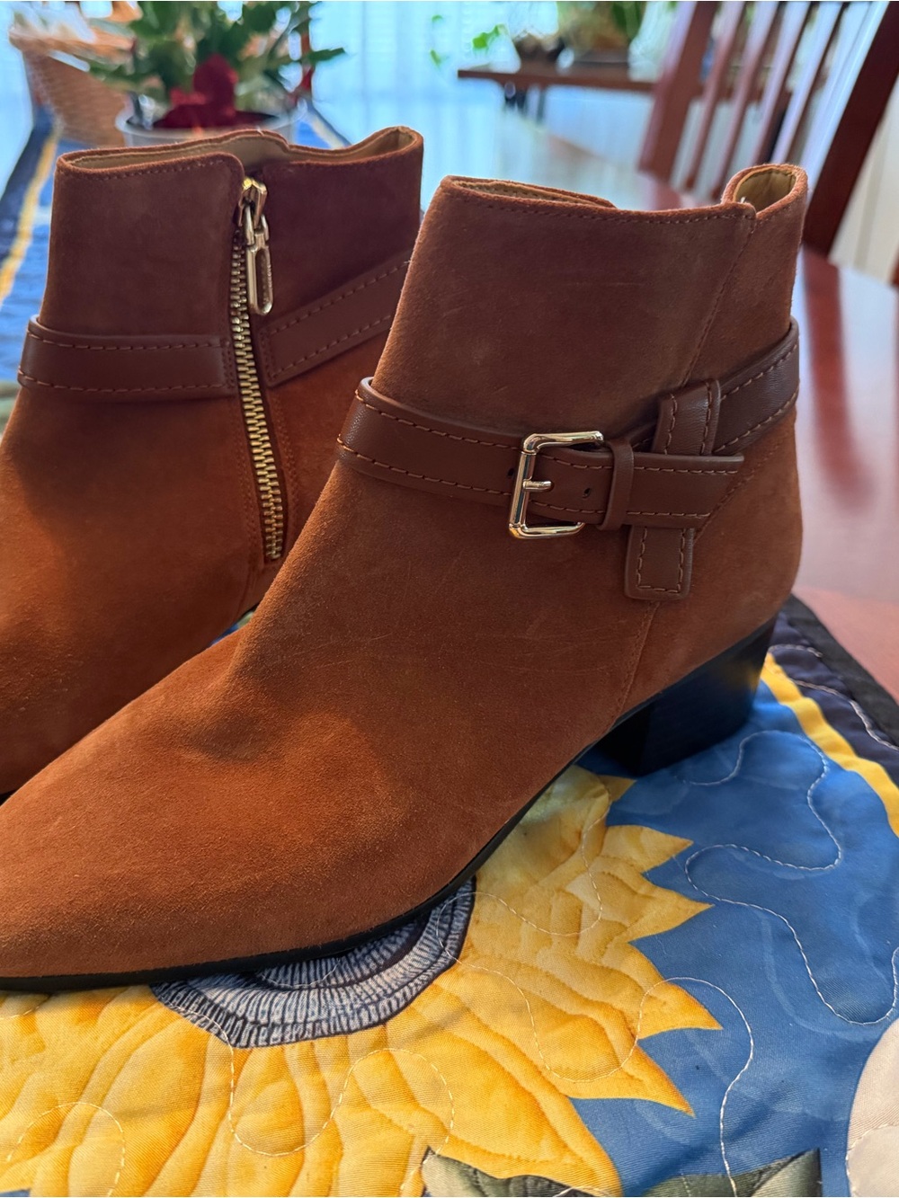 Banana Republic Chestnut Suede Ankle Boots with Buckle